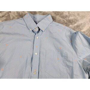 Banana Republic Men Long Sleeve Luxe Poplin Shirt Life Saver Buoy Pattern Medium